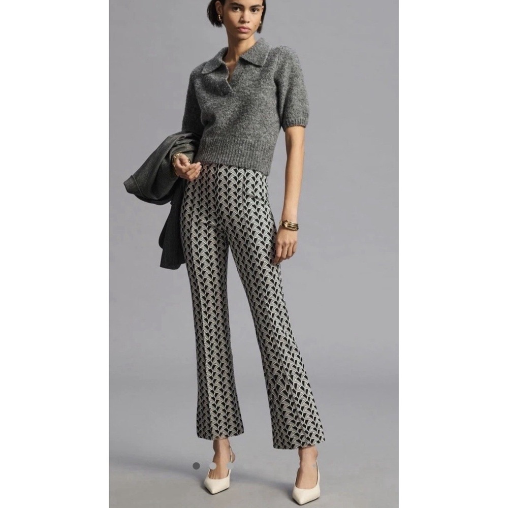 Anthropologie Maeve Margot Kick Flare Pants SZ 1x Black & White Maximalism Retro